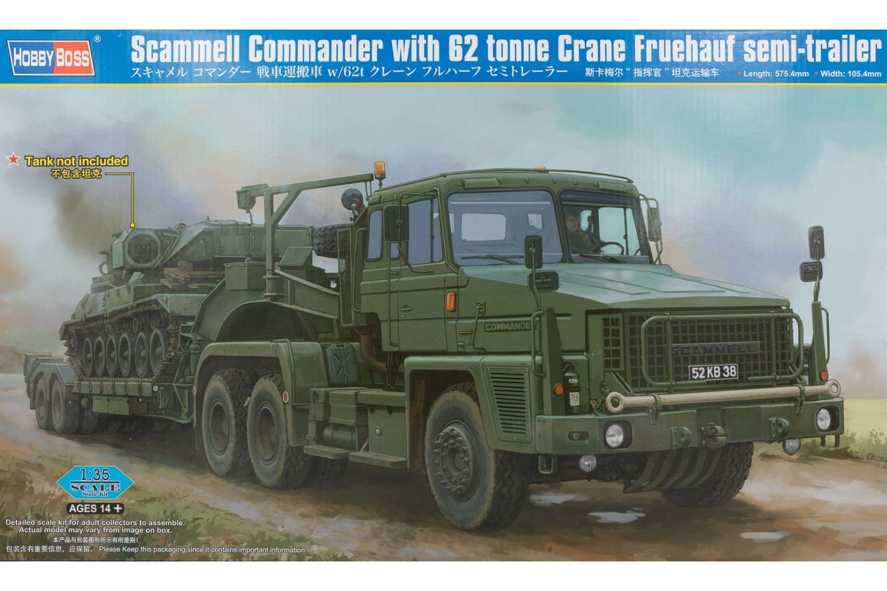 HobbyBoss HBS85527 Scammell Commander with 62 tonne Crane Fruehauf semi-trailer, model kit