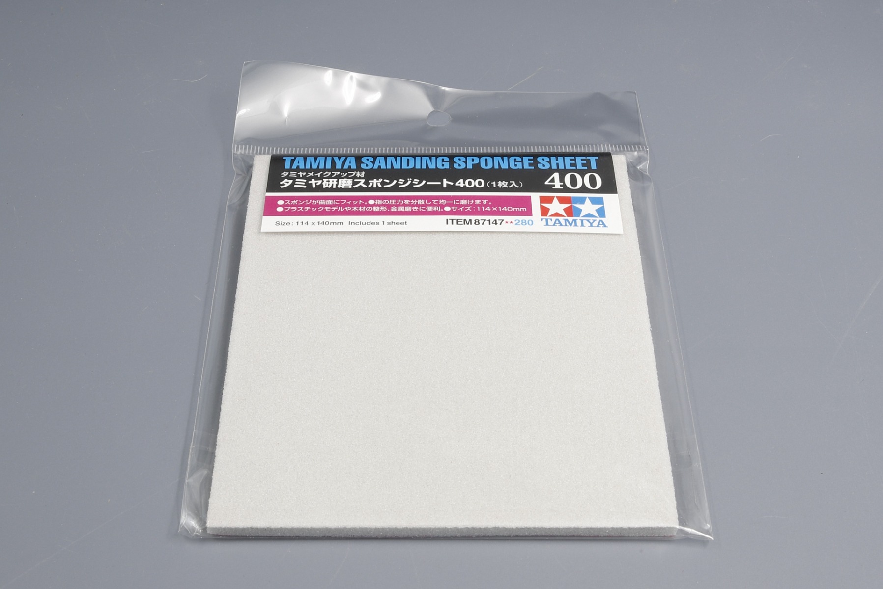 Tamiya TA87147 Sanding Sponge Sheet 400 (1 x 140mmx114mm sheet)