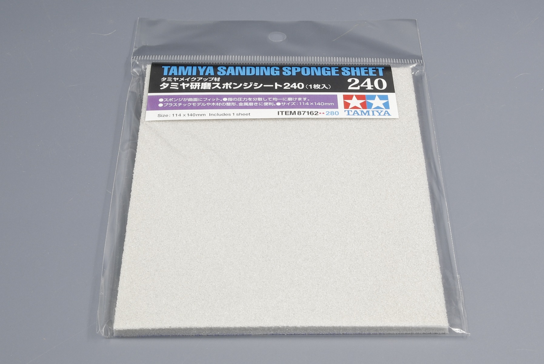 Tamiya TA87162 Sanding Sponge Sheet 240 (1 x 140mmx114mm sheet)