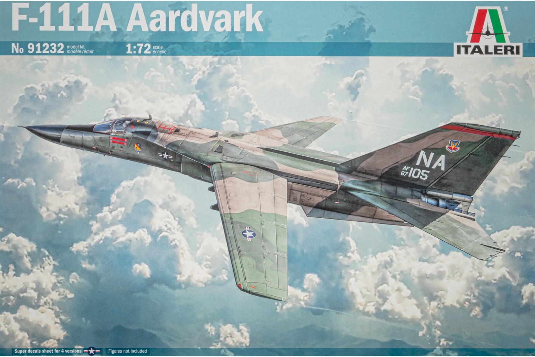 Italeri IT91232 General Dynamics F-111A Aardvark, American tactical fighter-bomber, model kit