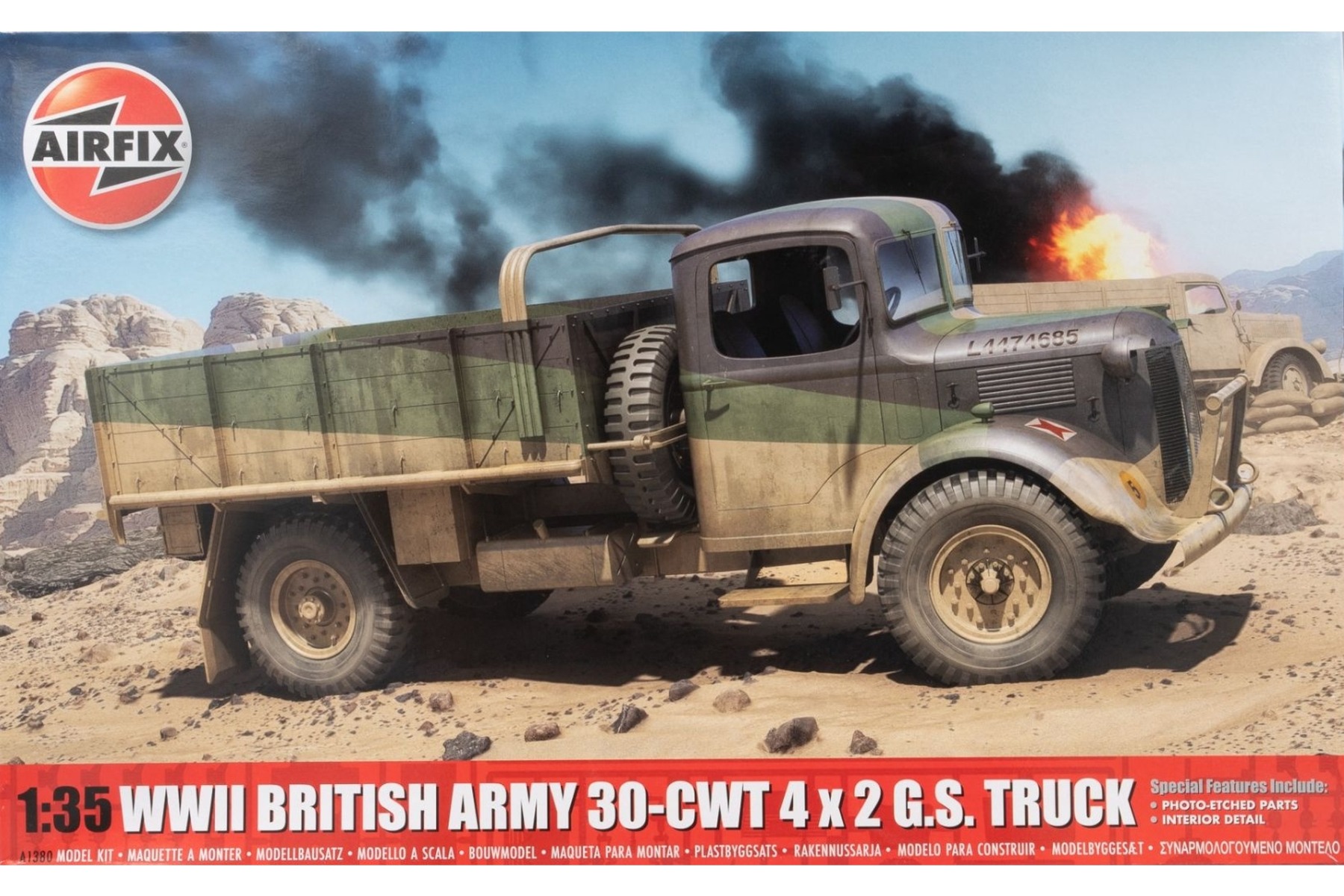 Airfix A1380 WWII British Army 30-cwt 4x2 GS truck, model kit
