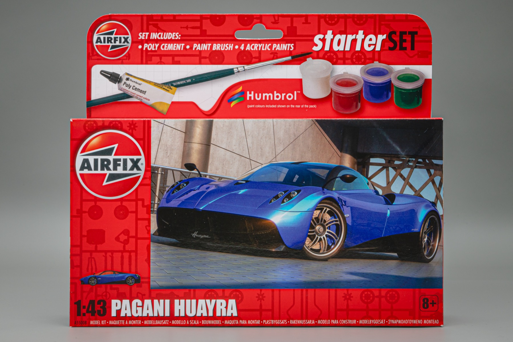 Airfix A55008 Pagani Huayra, model kit Starter set (w. paints)