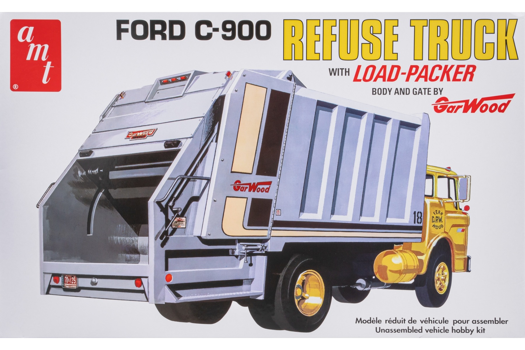 AMT1247/12 Ford C-900 garbage truck / refuse truck with load-packer. Body and Gate by Gar Wood, model kit