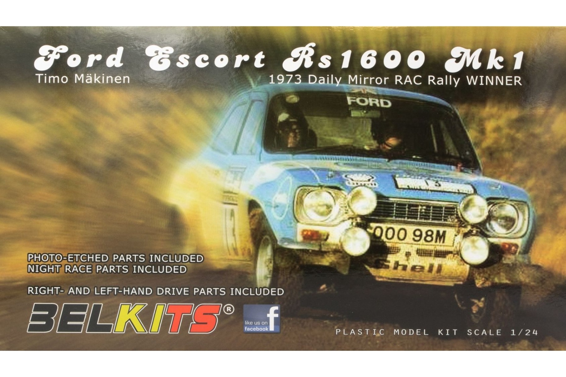Belkits BEL006 Ford Escort RS1600 Mk1 Timo Mäkinen, 1973 Daily Mirror RAC Rally winner, model kit