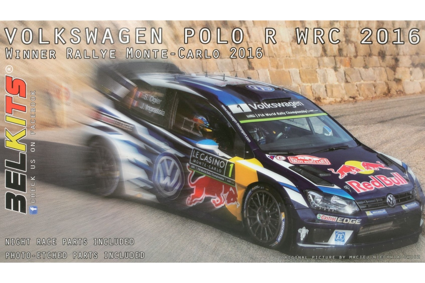 Belkits BEL011 Volkswagen Polo R WRC 2016 Winner Rallye Monte-Carlo 2016, model kit