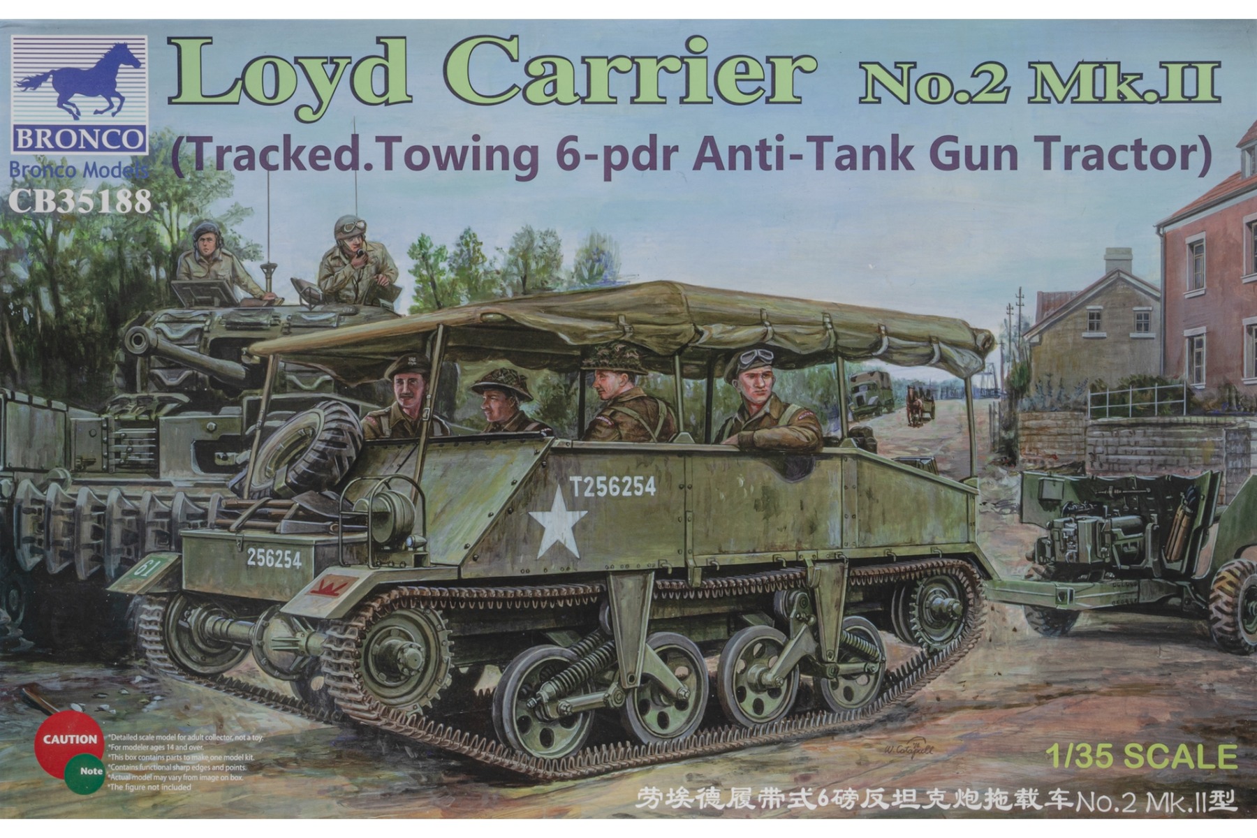 Bronco CB35188 Loyd Carrier No.2 Mk.II (Tracked.Towing 6-pdr Anti-Tank Gun Tractor), model kit