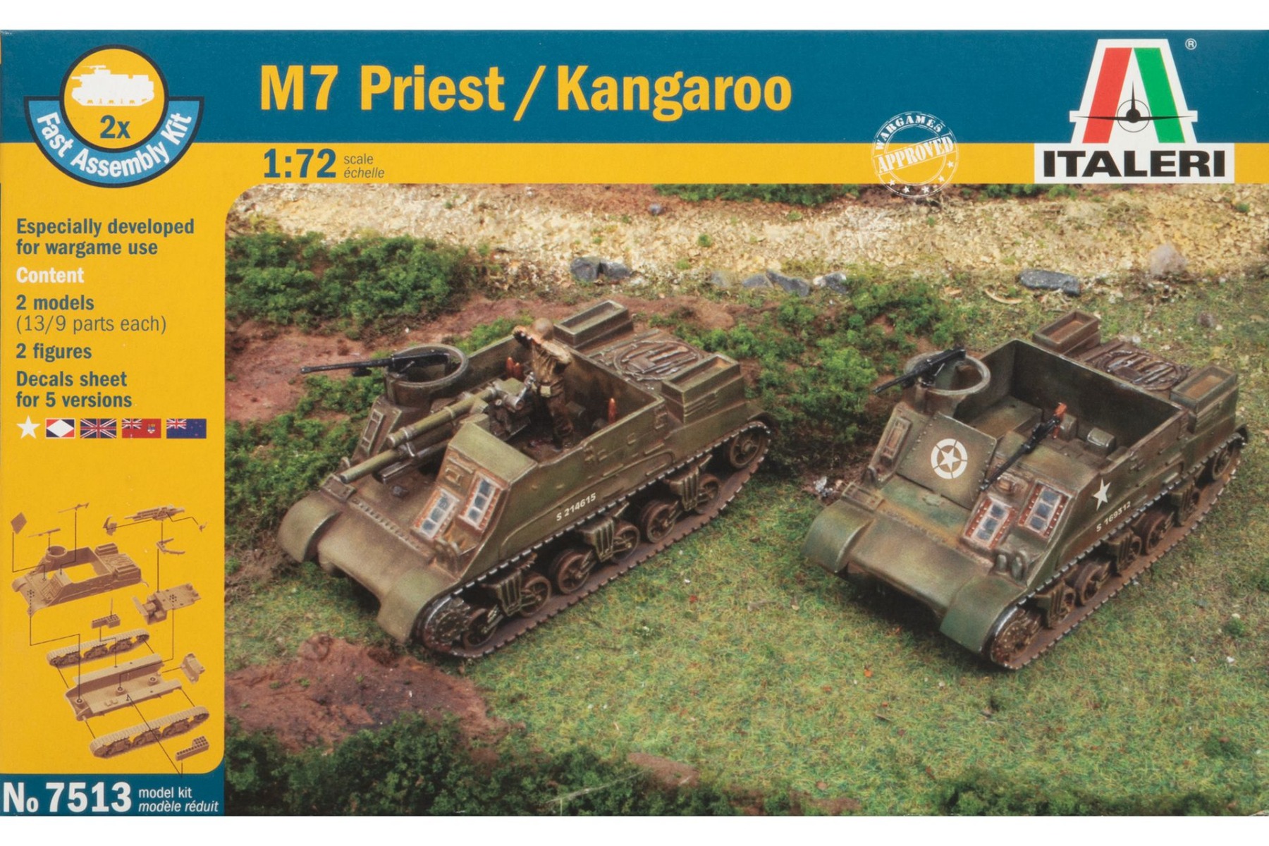 Italeri IT7513 M7 Priest 105mm HMC / Kangaroo (2 fast assembly kits in box), model kit