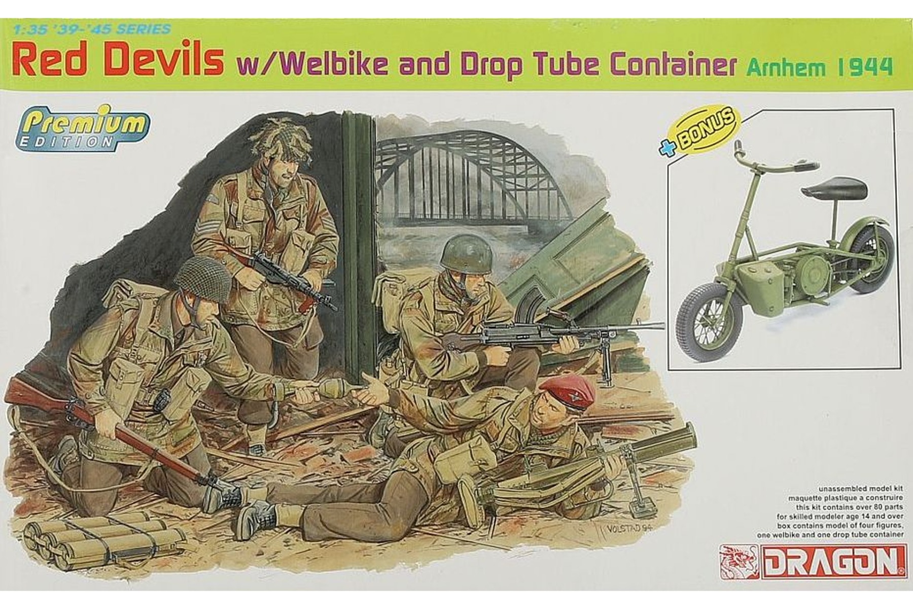 Dragon DRA06585 Red Devils w/Welbike and Drop Tube Container, Arnhem 1944