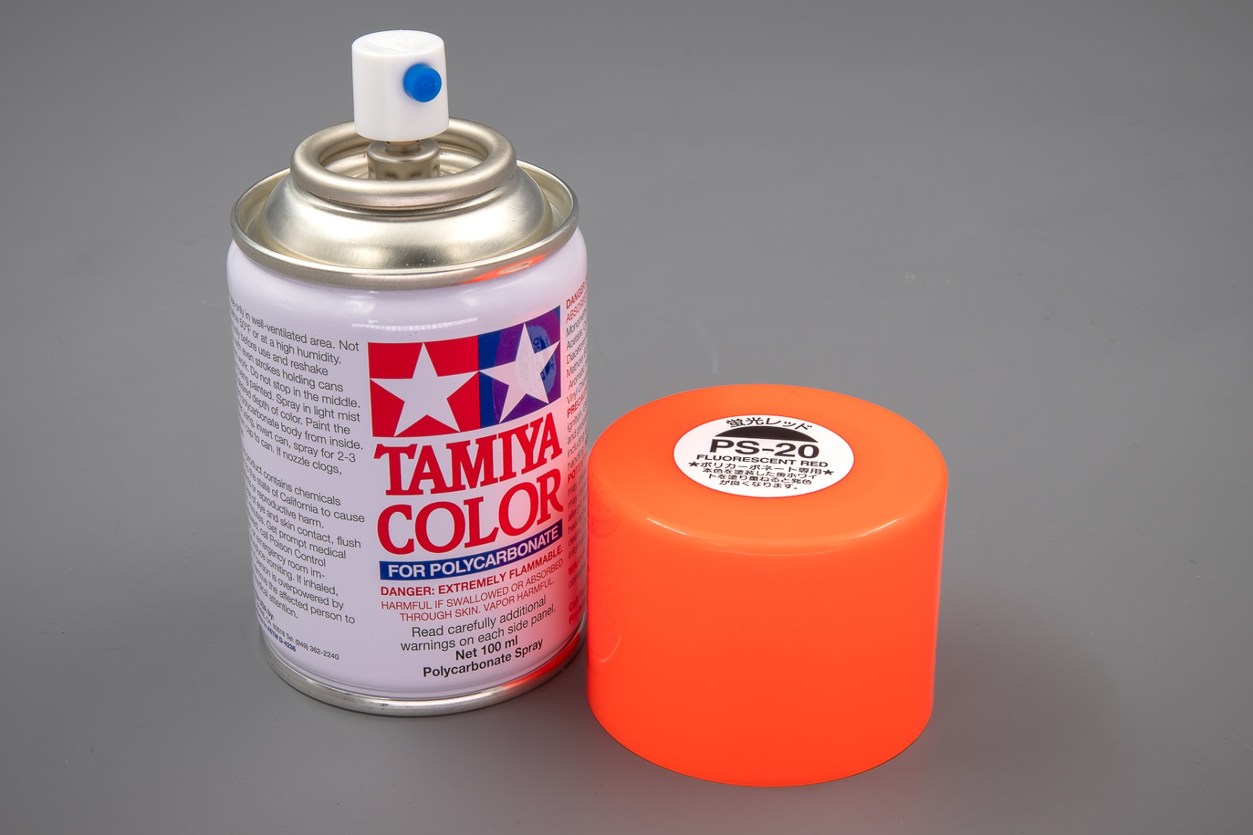 Tamiya TA86020 PS-20 Fluorescent Red Spray Paint for Polycarbonate, 100ml