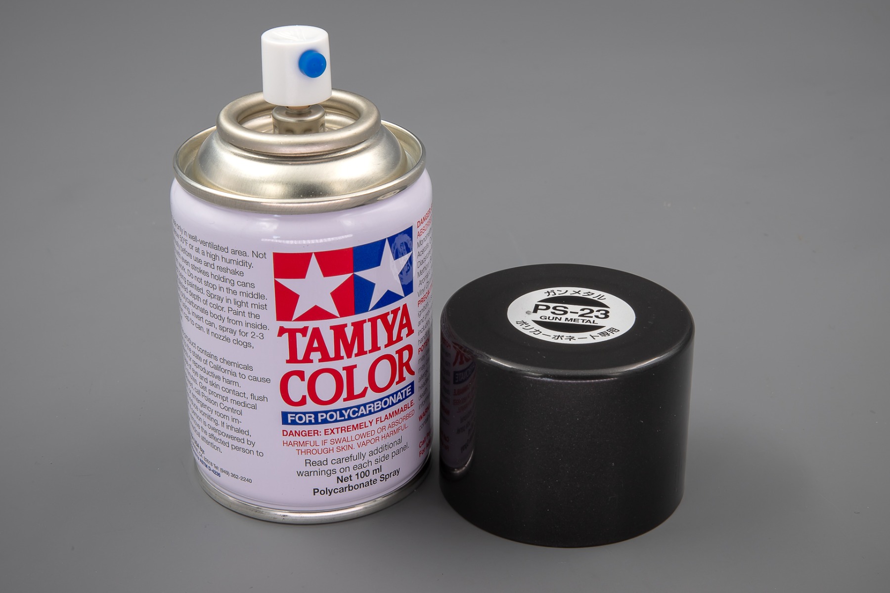 Tamiya TA86023 PS-23 Gun Metal Spray Paint for Polycarbonate, 100ml