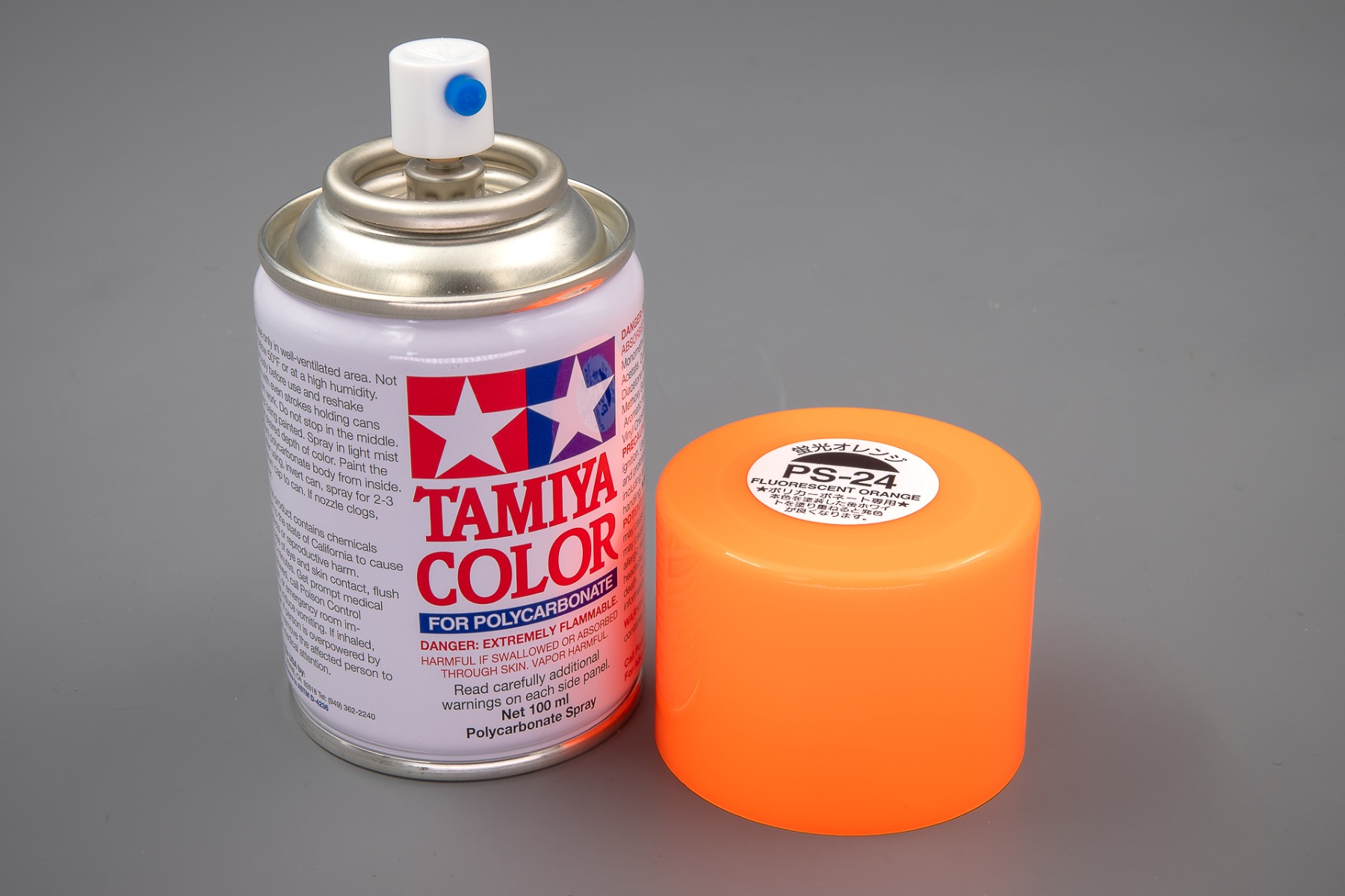 Tamiya TA86024 PS-24 Fluorescent Orange Spray Paint for Polycarbonate, 100ml