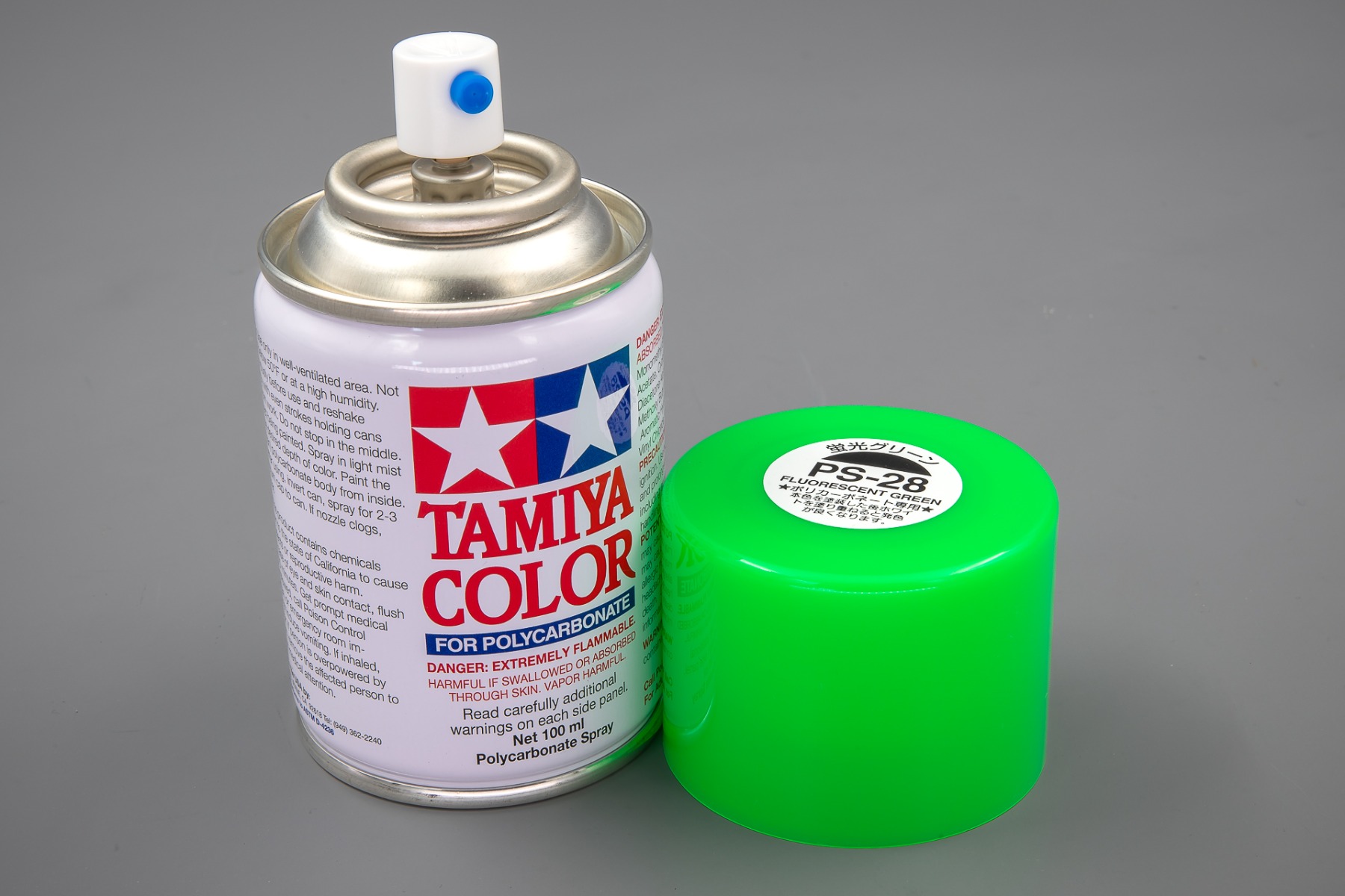 Tamiya TA86028 PS-28 Fluorescent Green Spray Paint for Polycarbonate, 100ml