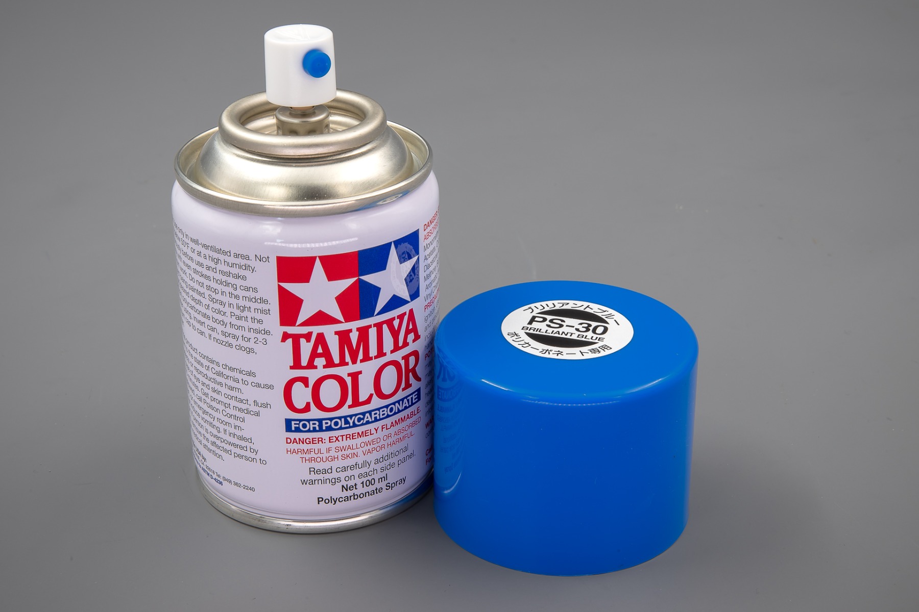 Tamiya TA86030 PS-30 Brilliant Blue Spray Paint for Polycarbonate, 100ml