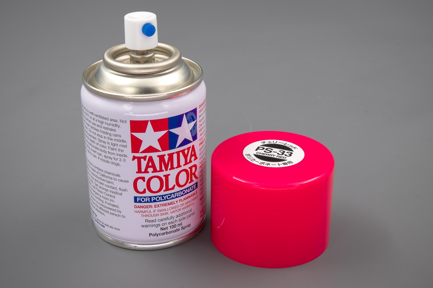 Tamiya TA86033 PS-33 Cherry Red Spray Paint for Polycarbonate, 100ml