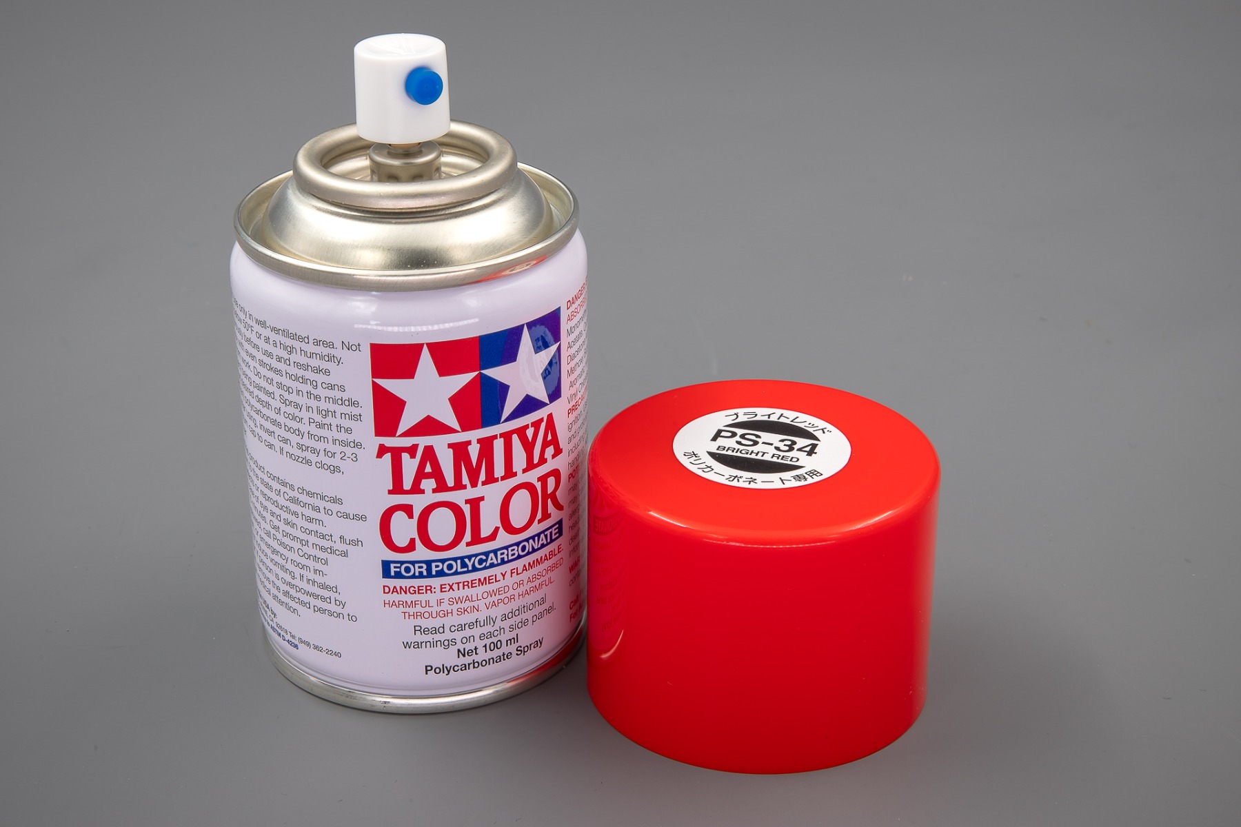 Tamiya TA86034 PS-34 Bright Red Spray Paint for Polycarbonate, 100ml
