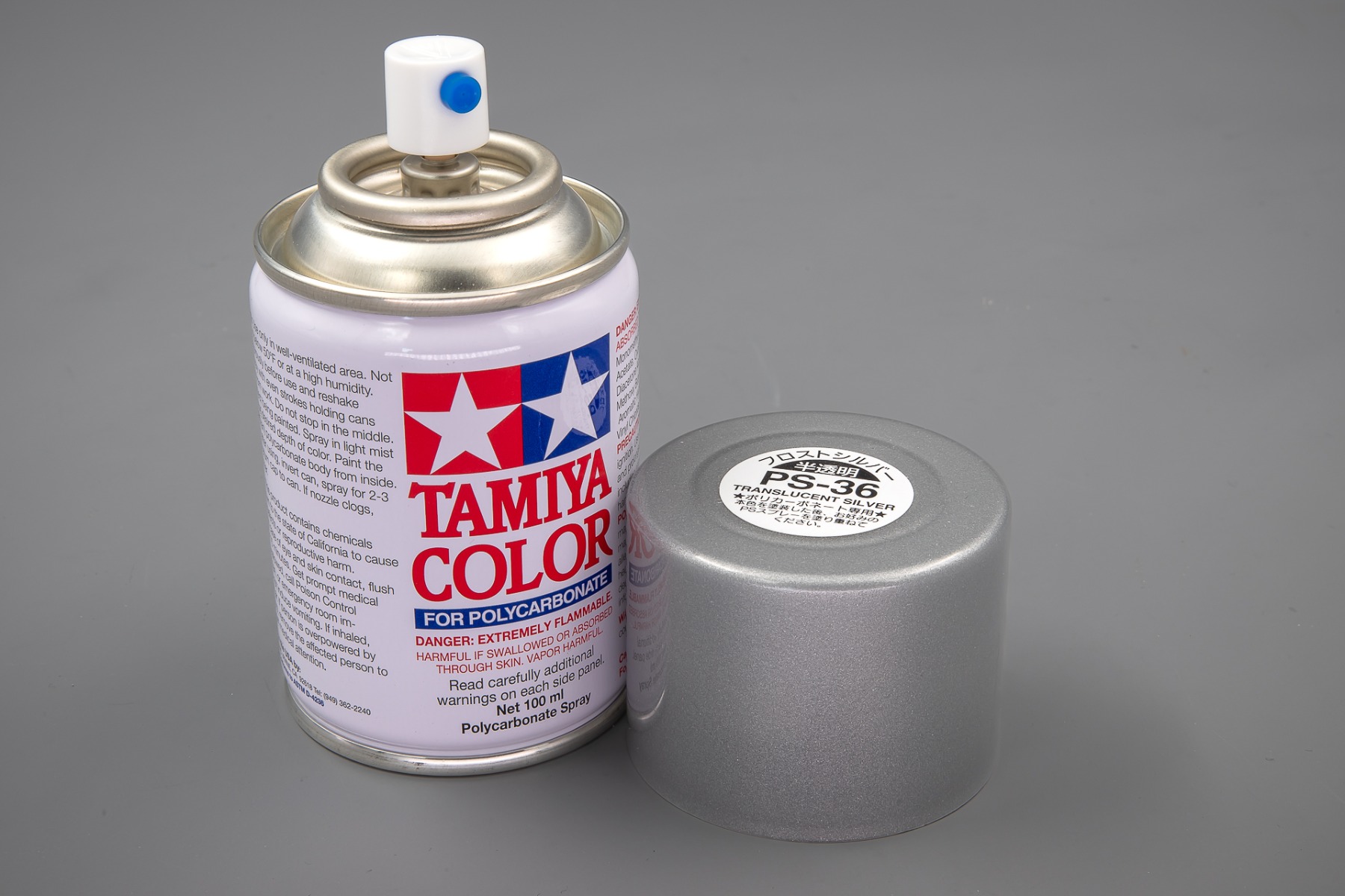 Tamiya TA86036 PS-36 Translucent Silver Spray Paint for Polycarbonate, 100ml