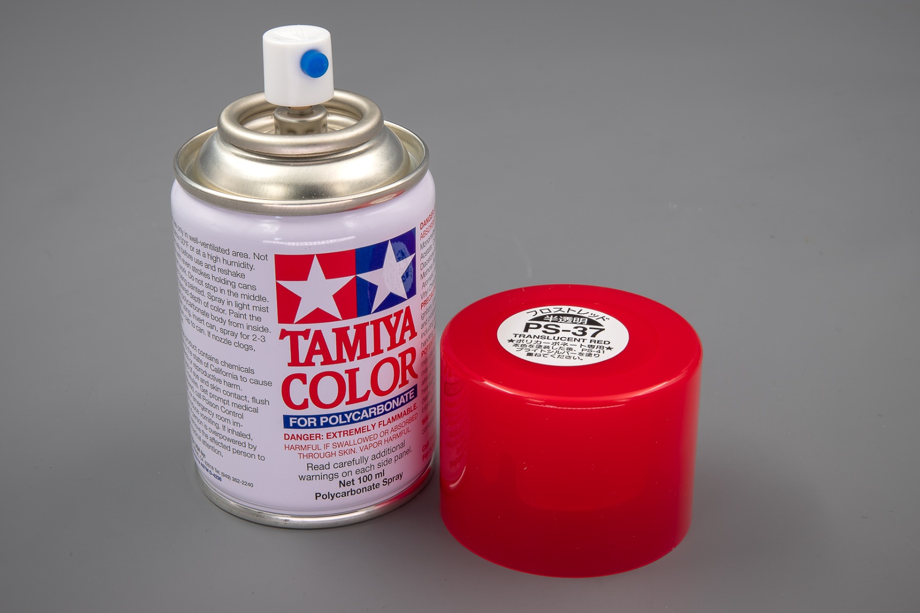 Tamiya TA86037 PS-37 Translucent Red Spray Paint for Polycarbonate, 100ml