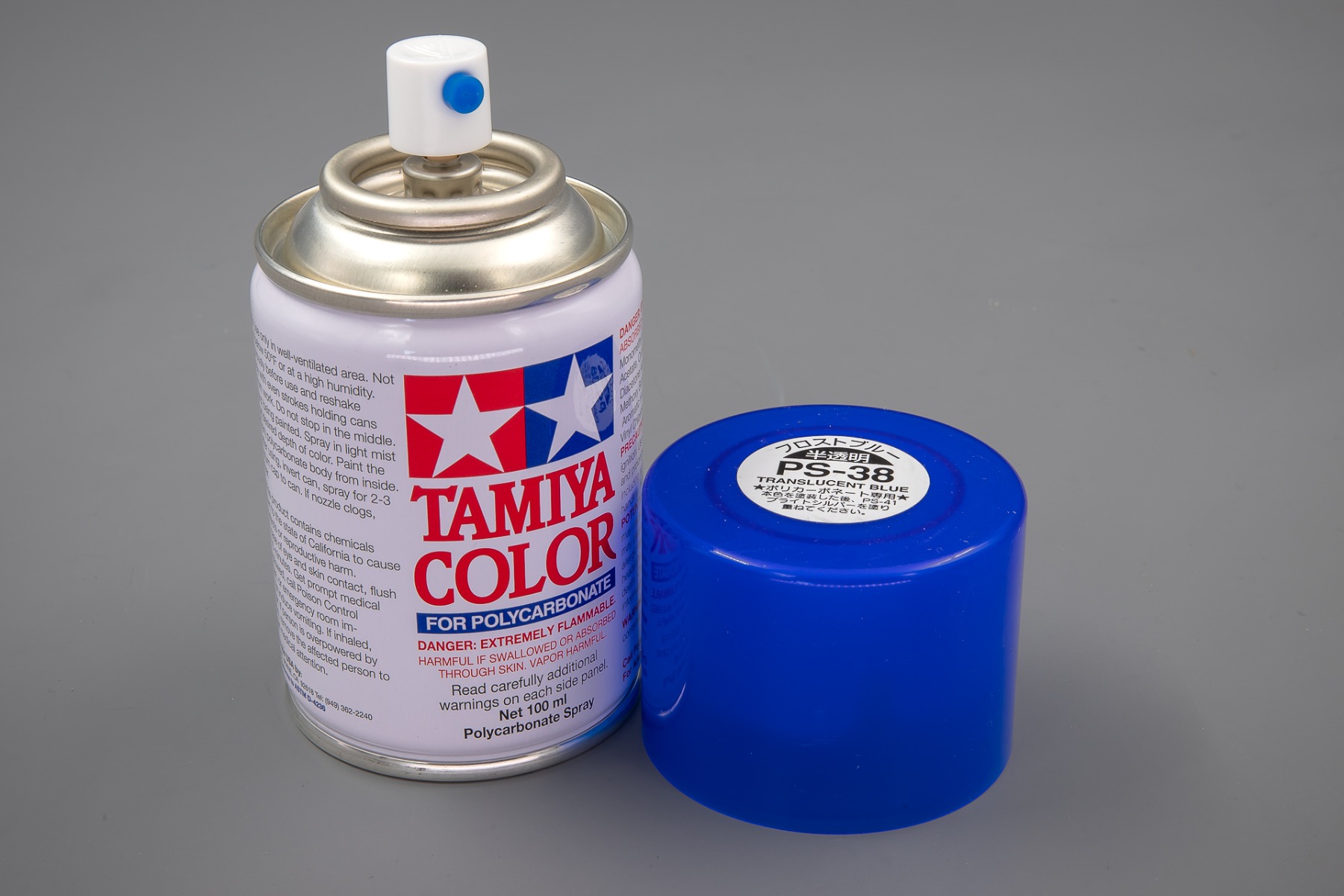 Tamiya TA86038 PS-38 Translucent Blue Spray Paint for Polycarbonate, 100ml