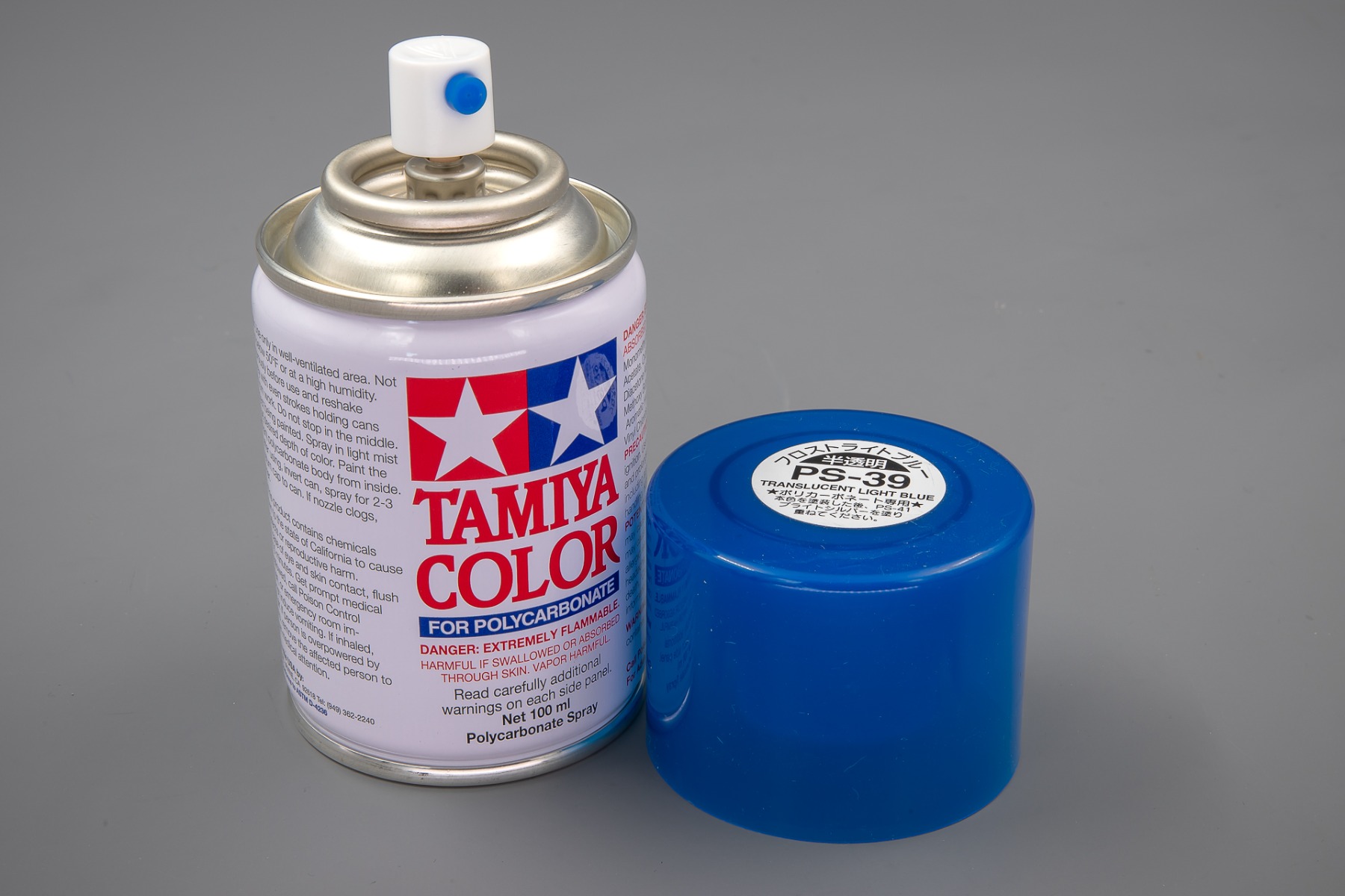 Tamiya TA86039 PS-39 Translucent Light Blue Spray Paint for Polycarbonate, 100ml