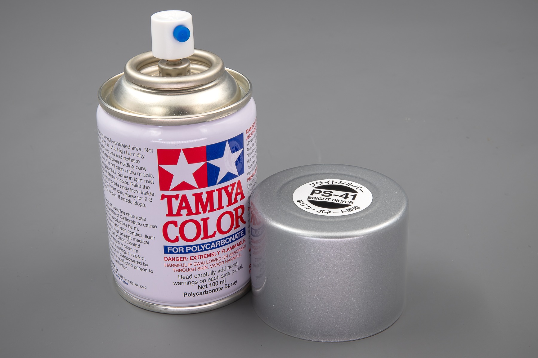 Tamiya TA86041 PS-41 Bright Silver Spray Paint for Polycarbonate, 100ml