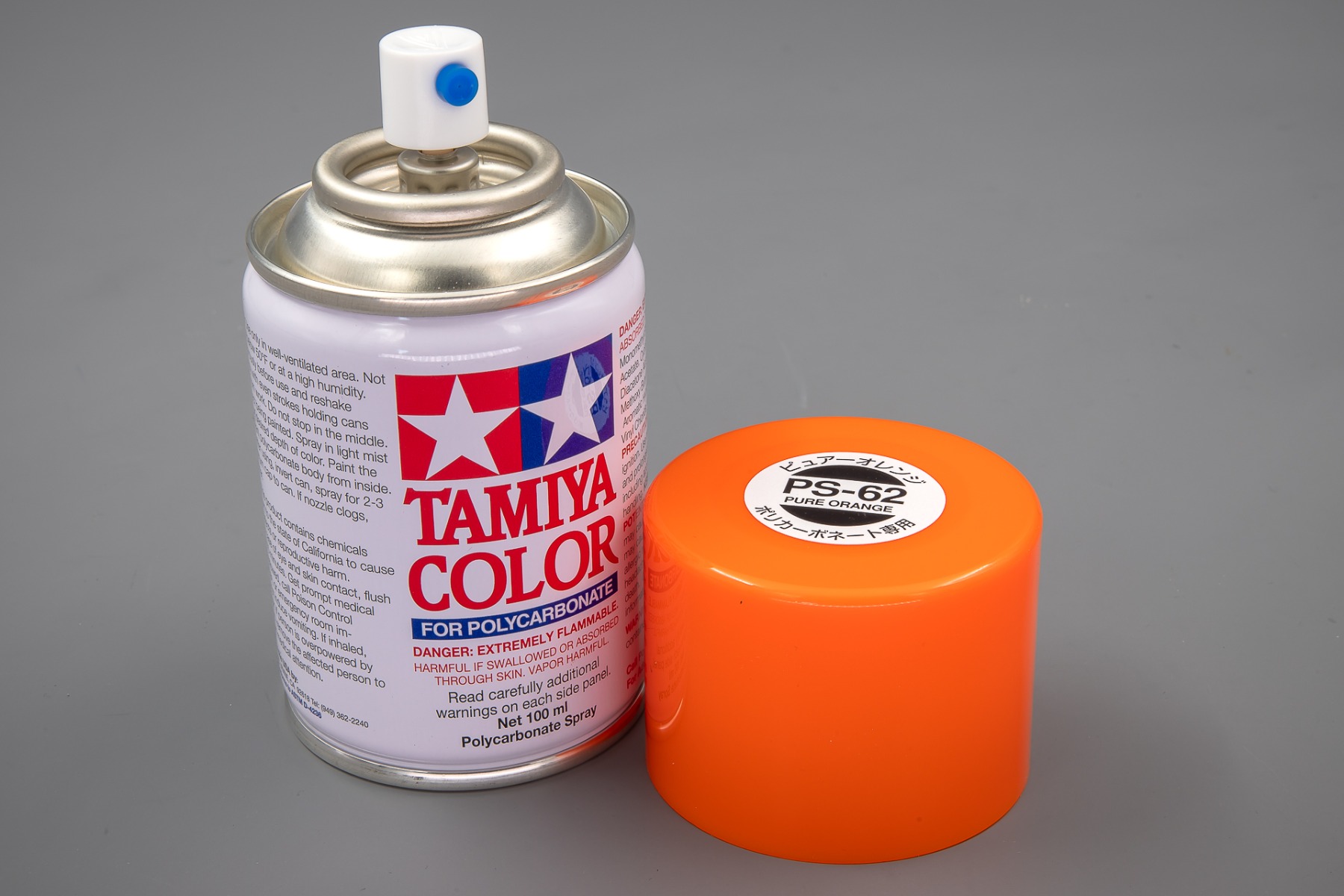 Tamiya TA86062 PS-62 Pure Orange Spray Paint for Polycarbonate, 100ml