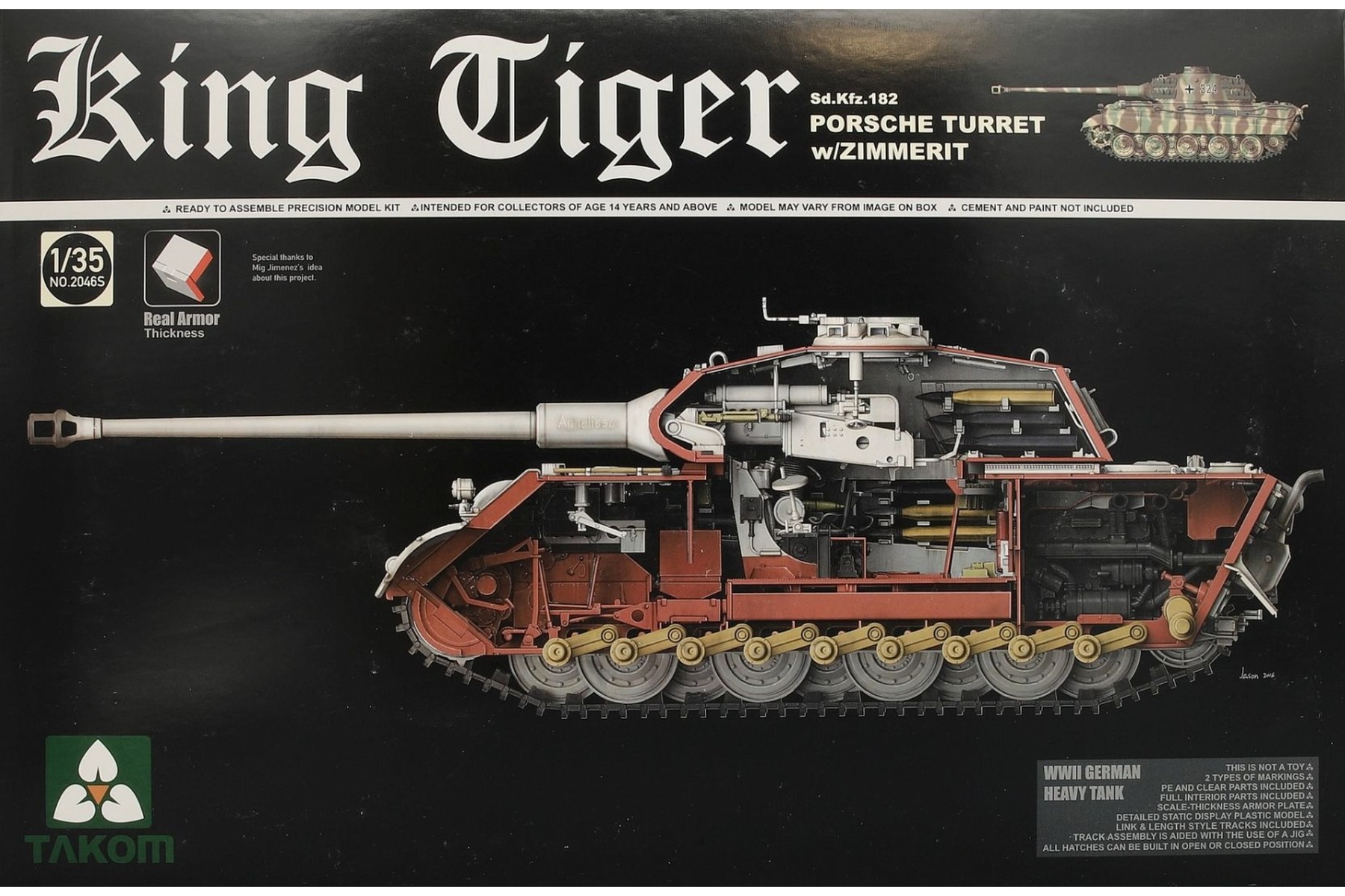 TAKOM2046S Sd.Kfz.182 King Tiger Porsche Turret w/Zimmerit w/New Track Parts