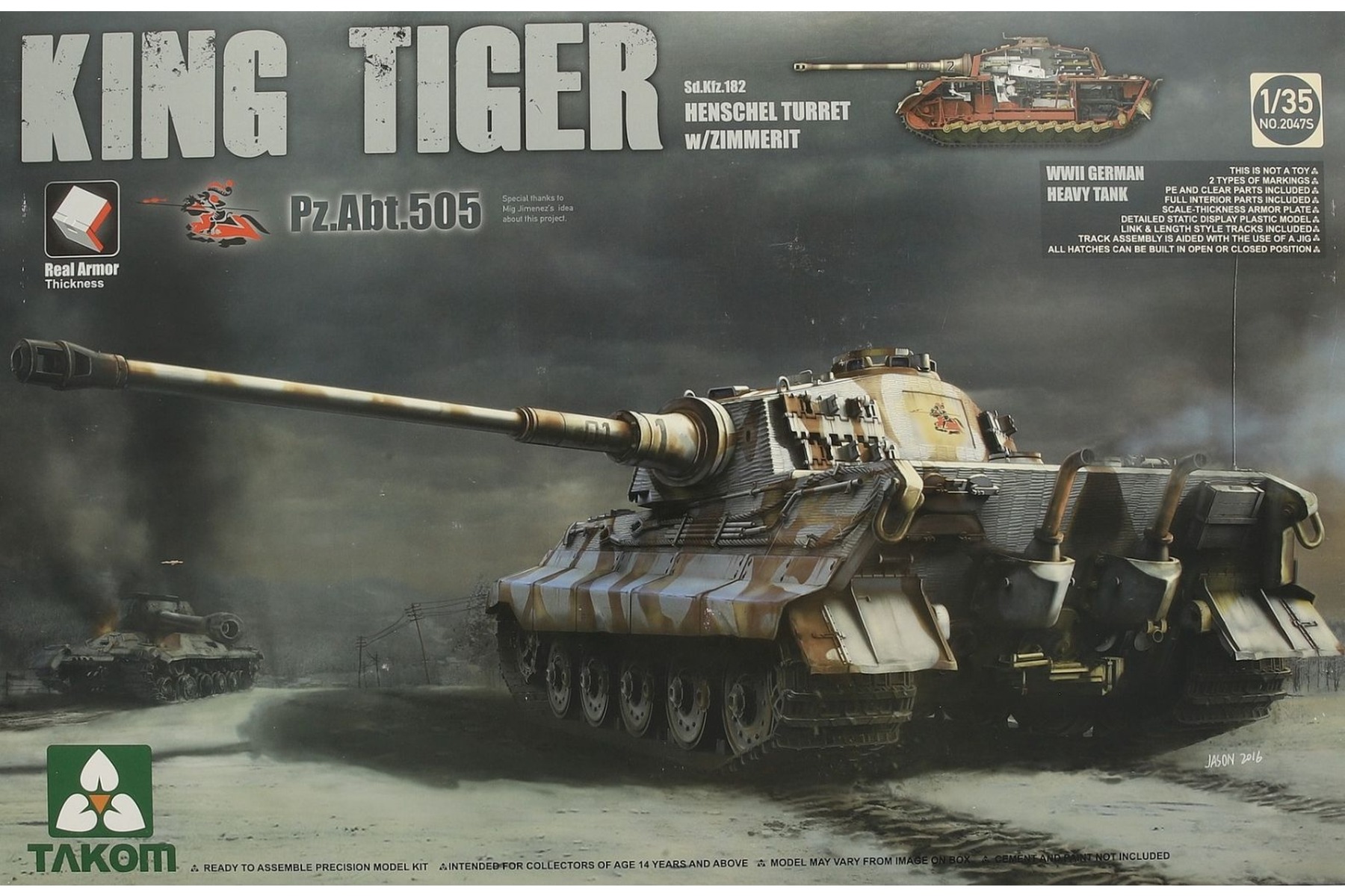 Takom TAKOM2047S Sd.Kfz.182 King Tiger Henschel Turret w/Zimmerit Pz.Abt.505 w/New Track Parts