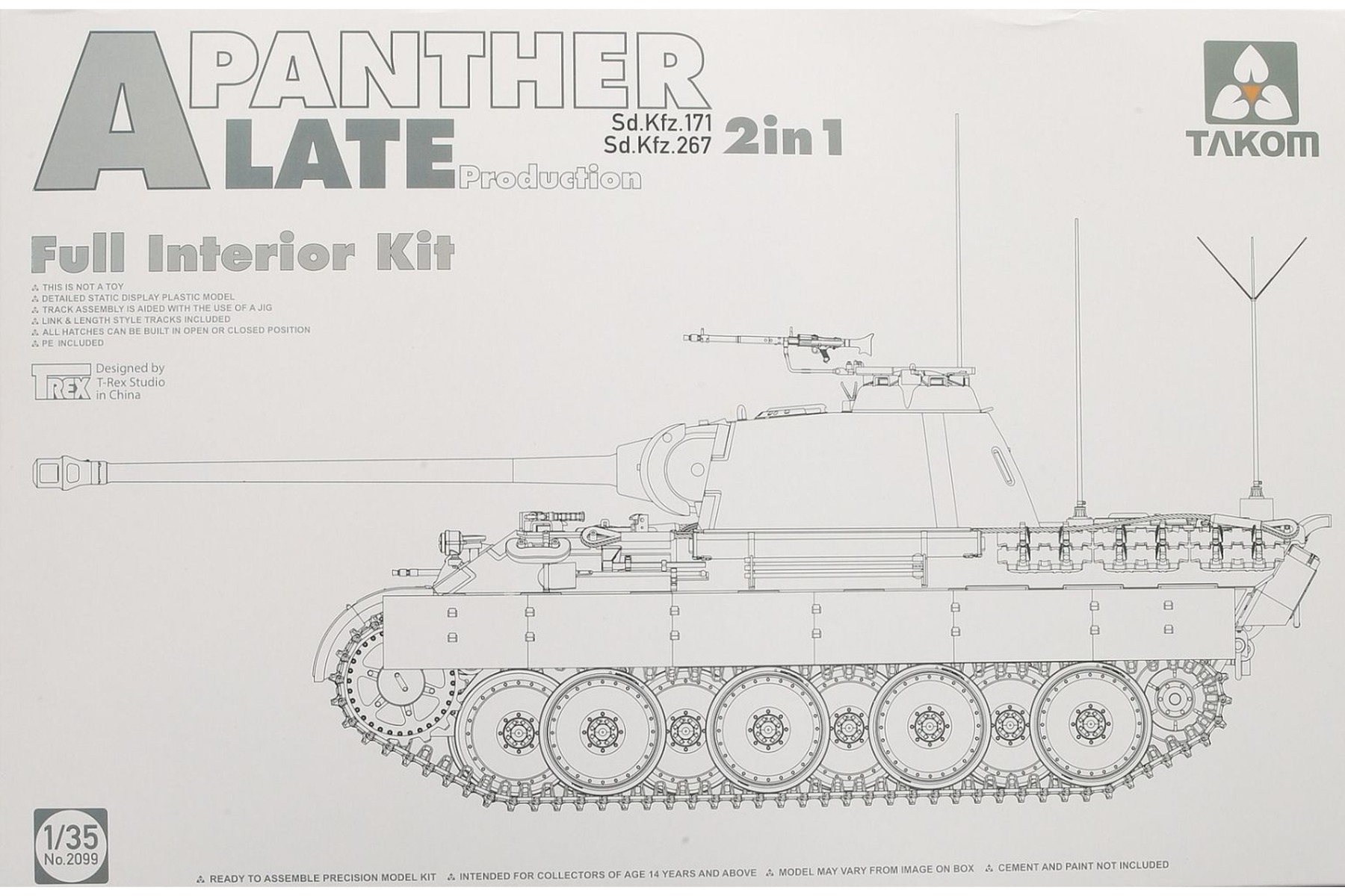 TAKOM2099 Sd.Kfz. 171 Sd.Kfz. 267 Panther A Late Production 2 in 1 (Full Interior Kit)