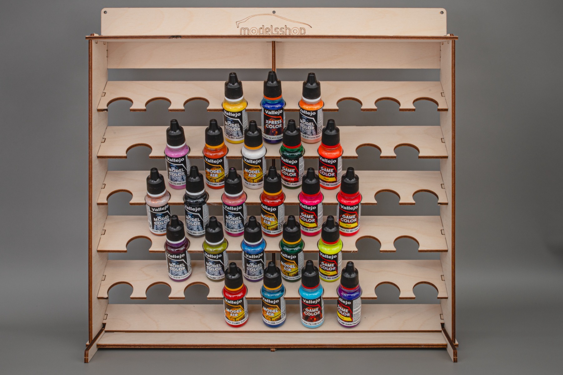Plywood storage system For 43 bottles (of 26mm width, Vallejo) /paints not included/