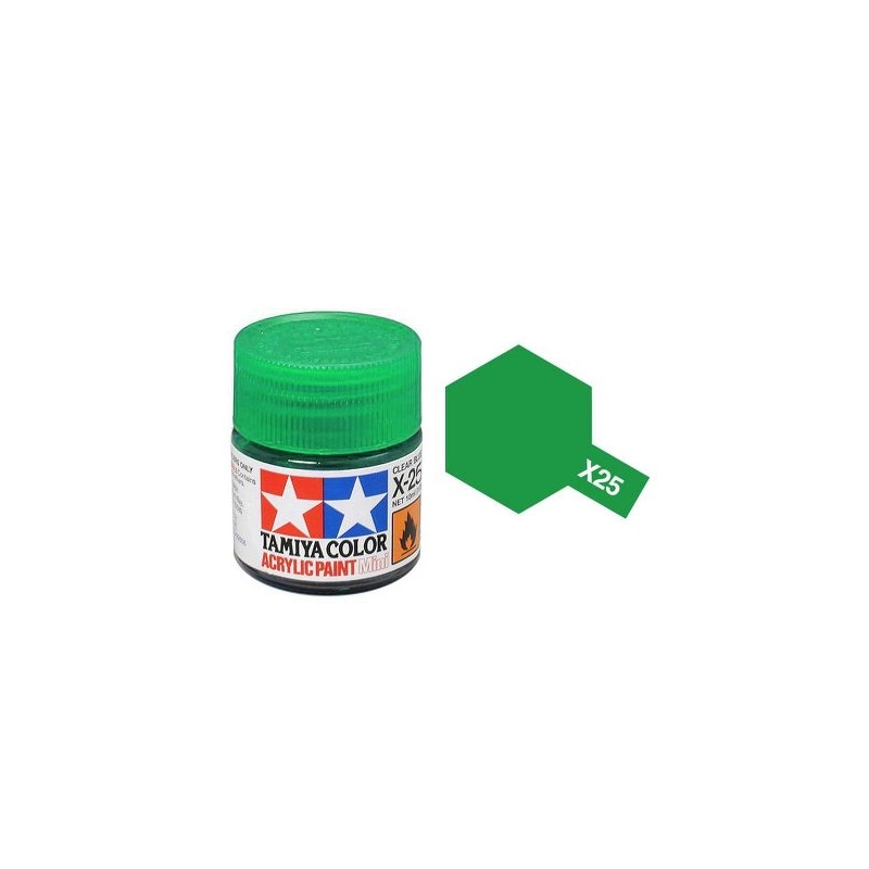 Tamiya TA81525 Acrylic paint X25 /Clear Green/ 10ml